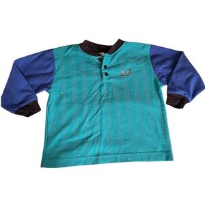 Vintage Healthtex Boys Long Sleeve Shirt Size 6 Dirt Track Racer Colorblock